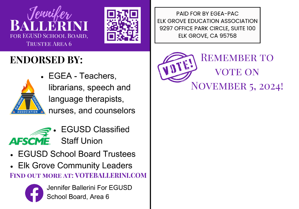 EGUSD Area 6 candidate Ballerini receives $21,000+ in last minute money from Elk Grove Education Association