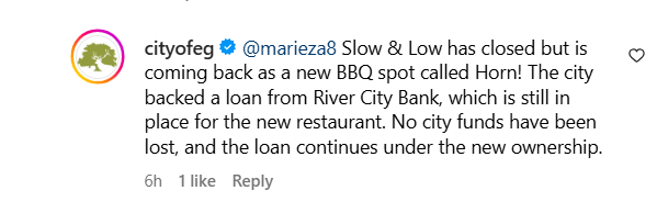 Horn BBQ to assume Slow & Low's taxpayer-guaranteed loan says the city of Elk Grove