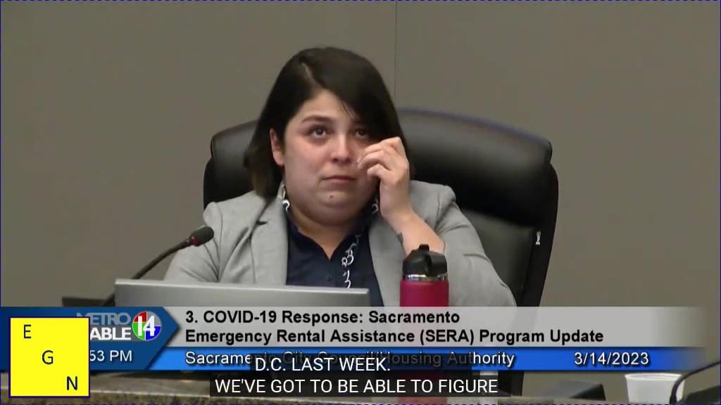 Sacramento City Councilmember Katie Valenzuela expresses heartfelt concern over possible evections