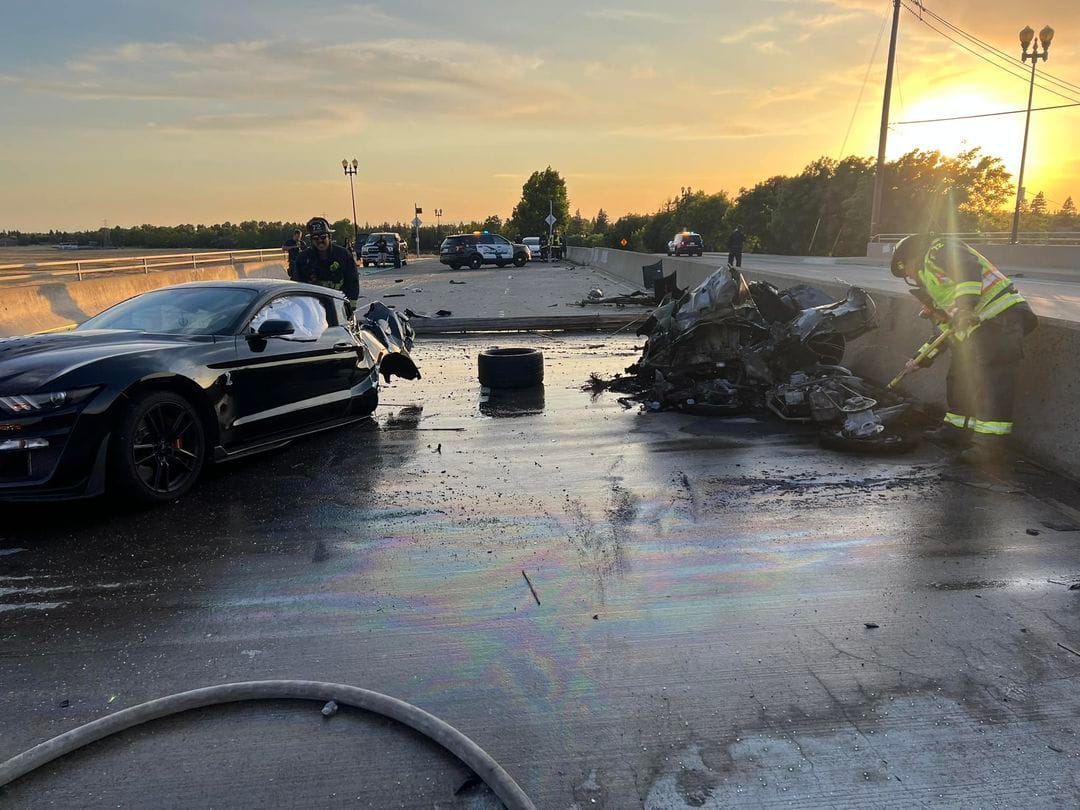 No major injuries involving 2 cars, motorcycle in flame-engulfed collision on Elk Grove Blvd.