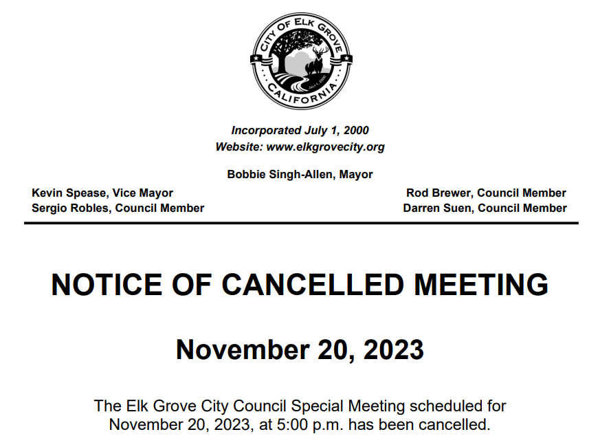 Elk Grove schedules, then less than 16 hours later cancels closed session meeting on Oak Rose lawsuits