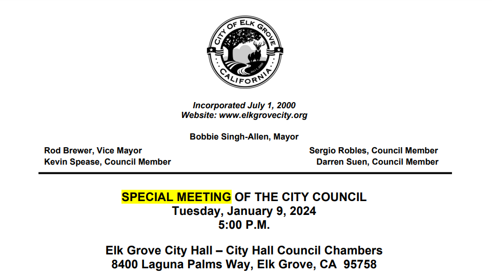 Last minute special closed meeting of Elk Grove City Council scheduled to discuss Oak Rose litigation