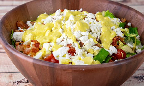 A Perfect Summer Meal - Honey Mustard Cobb Salad with Tomato, Avocado, Bacon, Egg and Feta