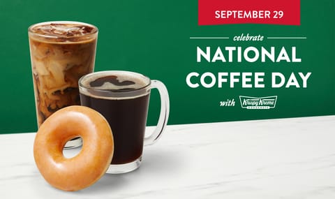 Krispy Kreme offering a free cup of coffee on National Coffee Day