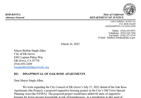 Are the Oak Rose, state lawsuits mutually exclusive? State lawsuit against Elk Grove still featured in AG’s update