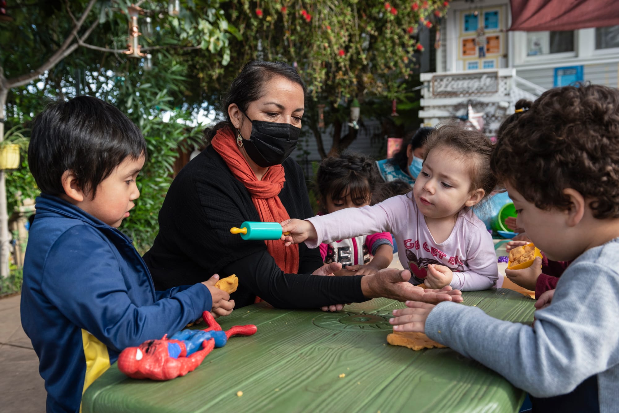 Patricia Moran watches children enrolled at her at-home daycare in San Jose on Nov. 2nd, 2022. Photo by Laure Andrillon for CalMatters